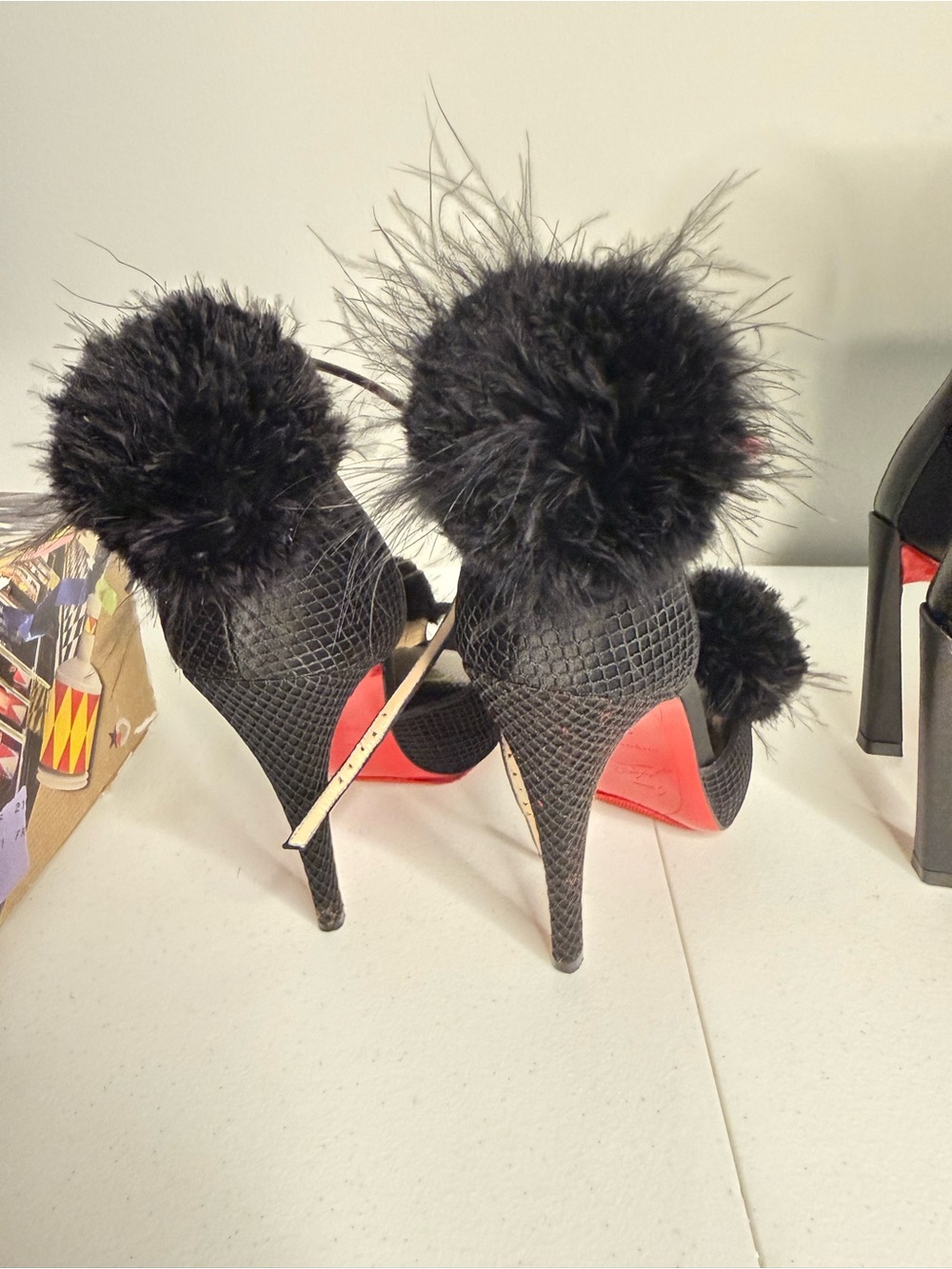 *Rare* Black Pom-Pom High Heel - Picture 3 of 3